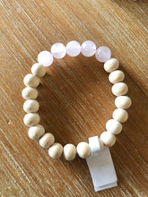 Load image into Gallery viewer, Pink Quartz &amp; Natural Wood Essential Oil Diffuser Bracelet
