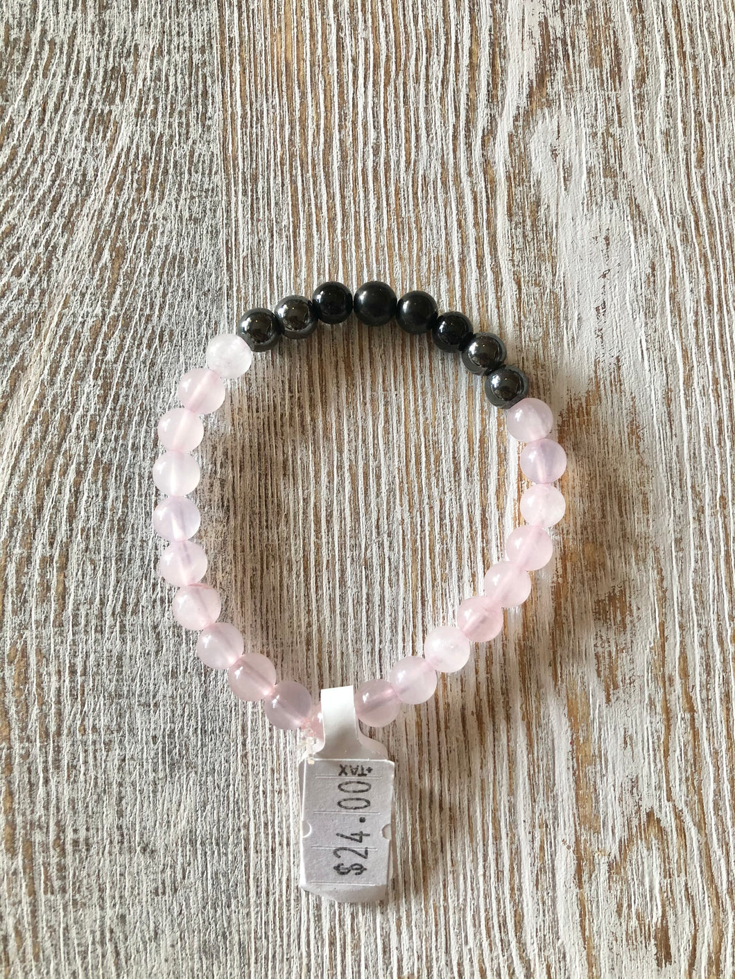 EMF Gemstone Bracelet- Pink Quartz. (medium)